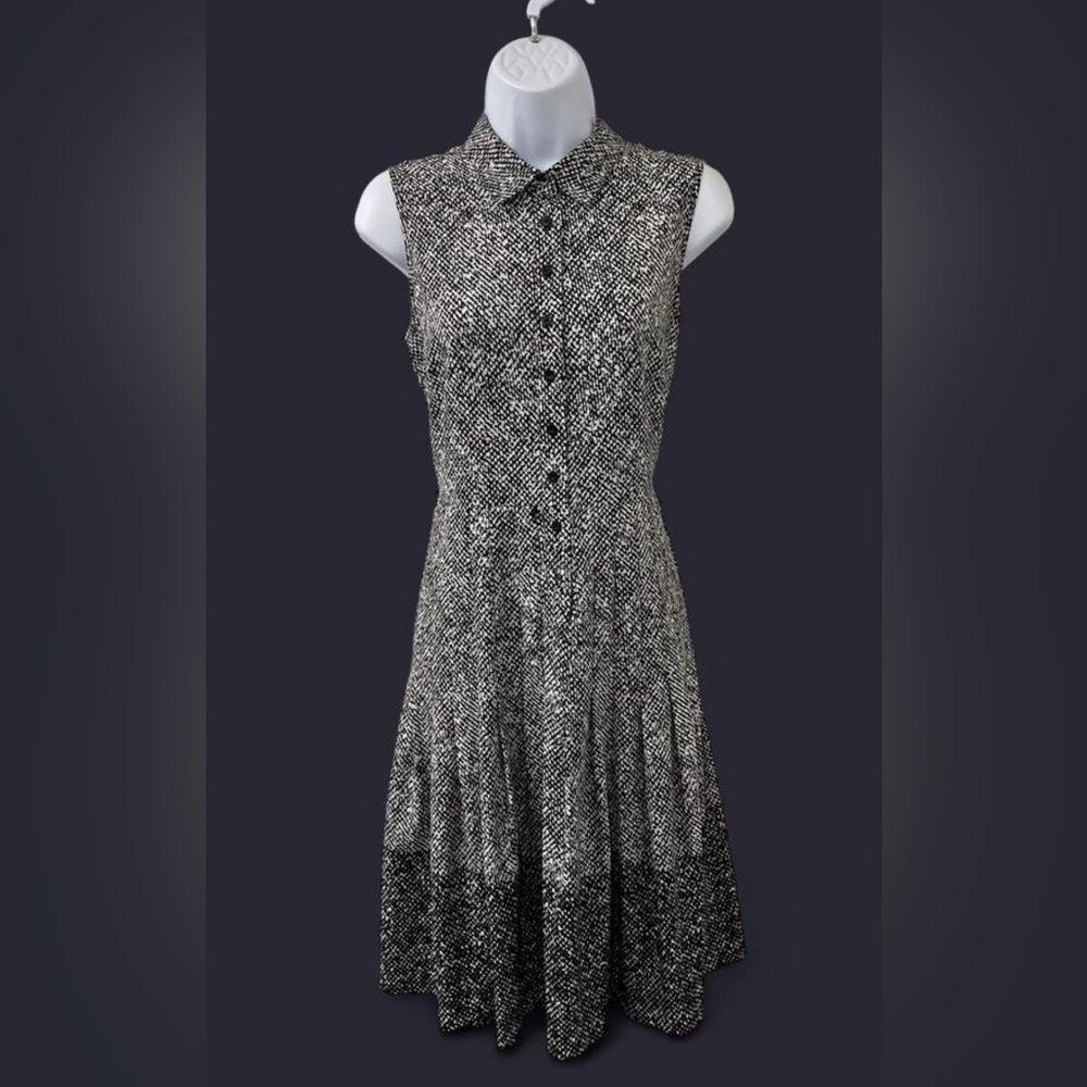 Calvin Klein Black and White Patterned Midi Dress